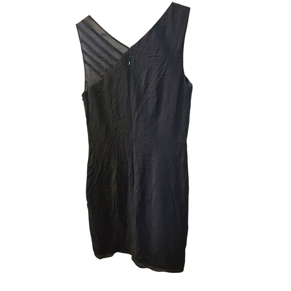 David Warren New York Silk Black Sleeveless Sheath Cocktail Dress 8‎ Button Side - Picture 2 of 5
